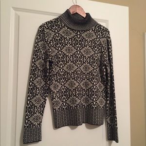 Talbots Black White turtleneck sweater M